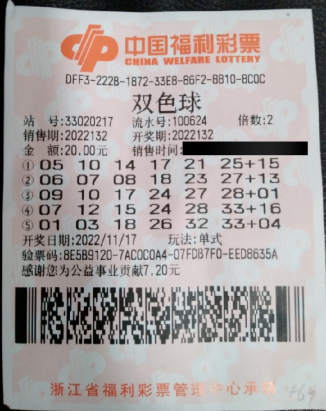 彩民20元机选中双色球3333万：刚好身上有零钱