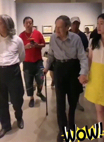 100岁杨振宁携娇妻参观画展！46岁翁帆穿一袭拼色蕾